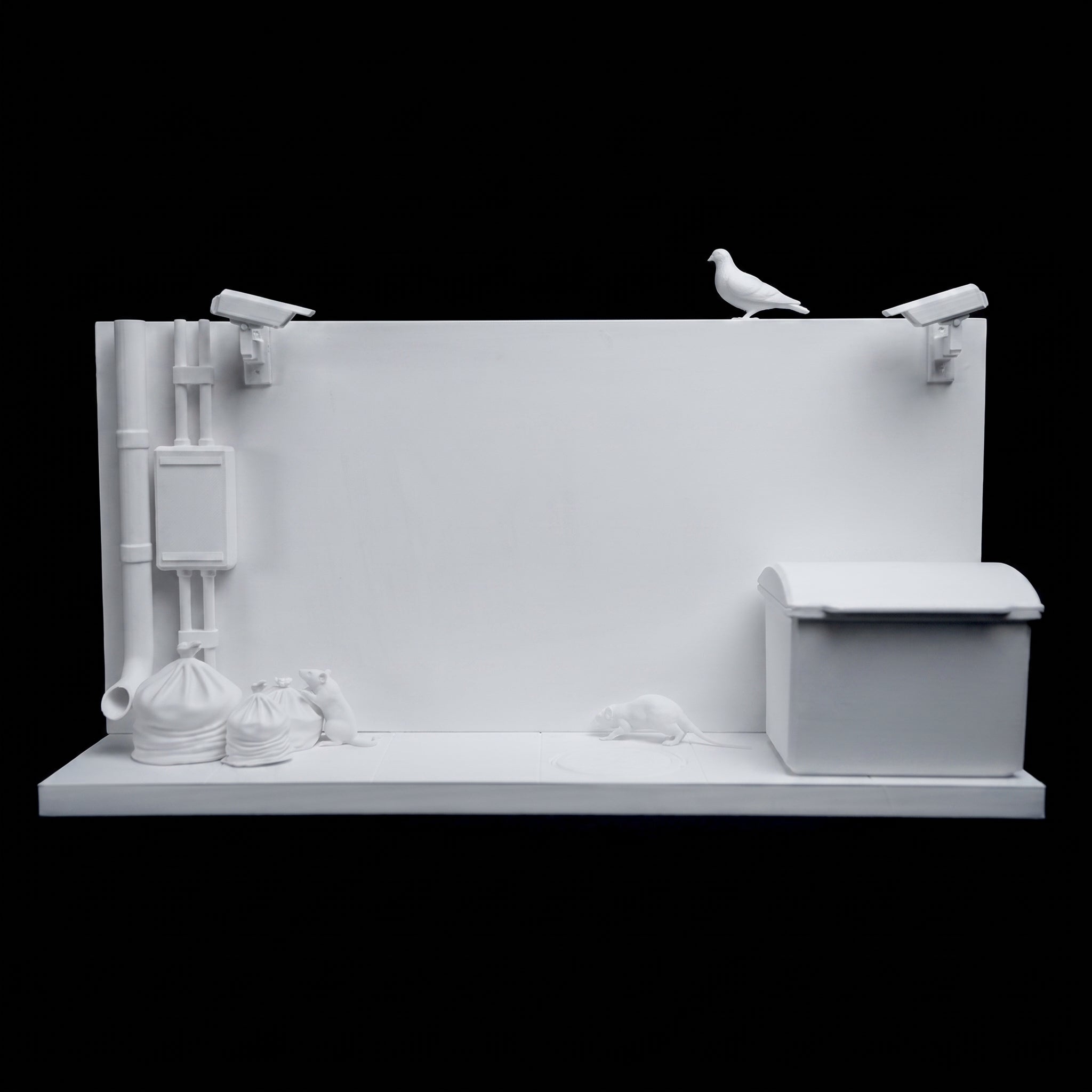 14 Elements Diorama "Hall of Fame" WITH FLAT WALL for Graffiti Art 30x15 cm for drawing with acrylic markers