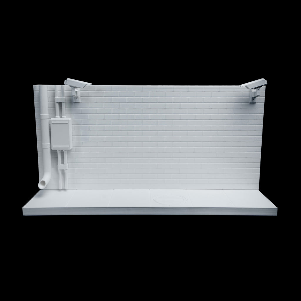 7 Elements Diorama "Hall of Fame" WITH BRICK TEXTURE for Graffiti Art 30x15 cm for drawing with acrylic markers