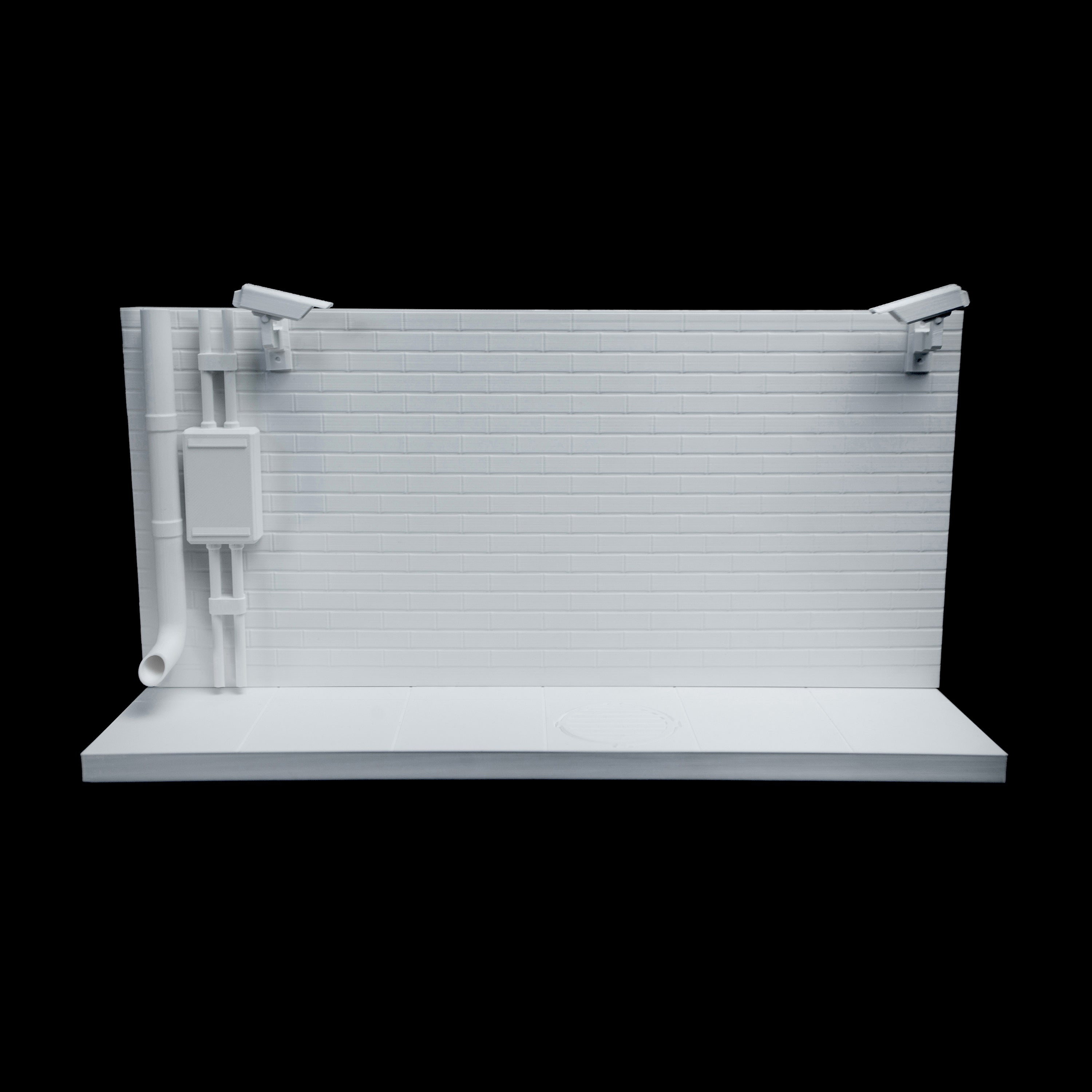 7 Elements Diorama "Hall of Fame" WITH BRICK TEXTURE for Graffiti Art 30x15 cm for drawing with acrylic markers