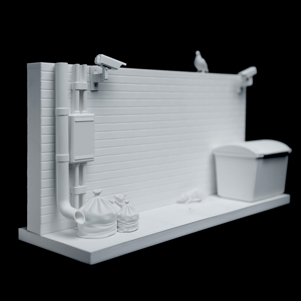 14 Elements Diorama "Hall of Fame" WITH BRICK TEXTURE for Graffiti Art 30x15 cm for drawing with acrylic markers
