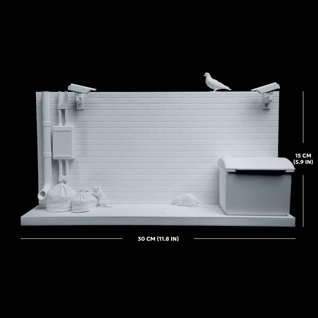 14 Elements Diorama "Hall of Fame" WITH BRICK TEXTURE for Graffiti Art 30x15 cm for drawing with acrylic markers