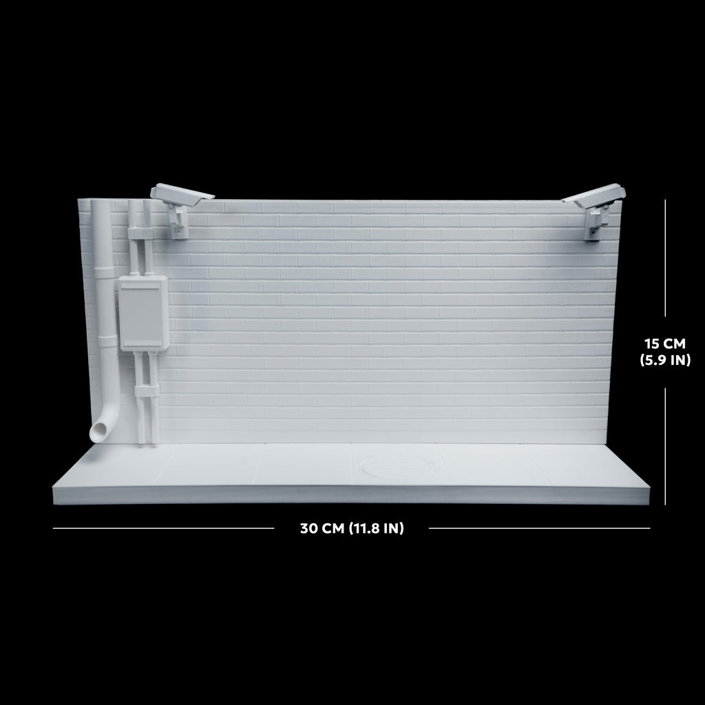 7 Elements Diorama "Hall of Fame" WITH BRICK TEXTURE for Graffiti Art 30x15 cm for drawing with acrylic markers