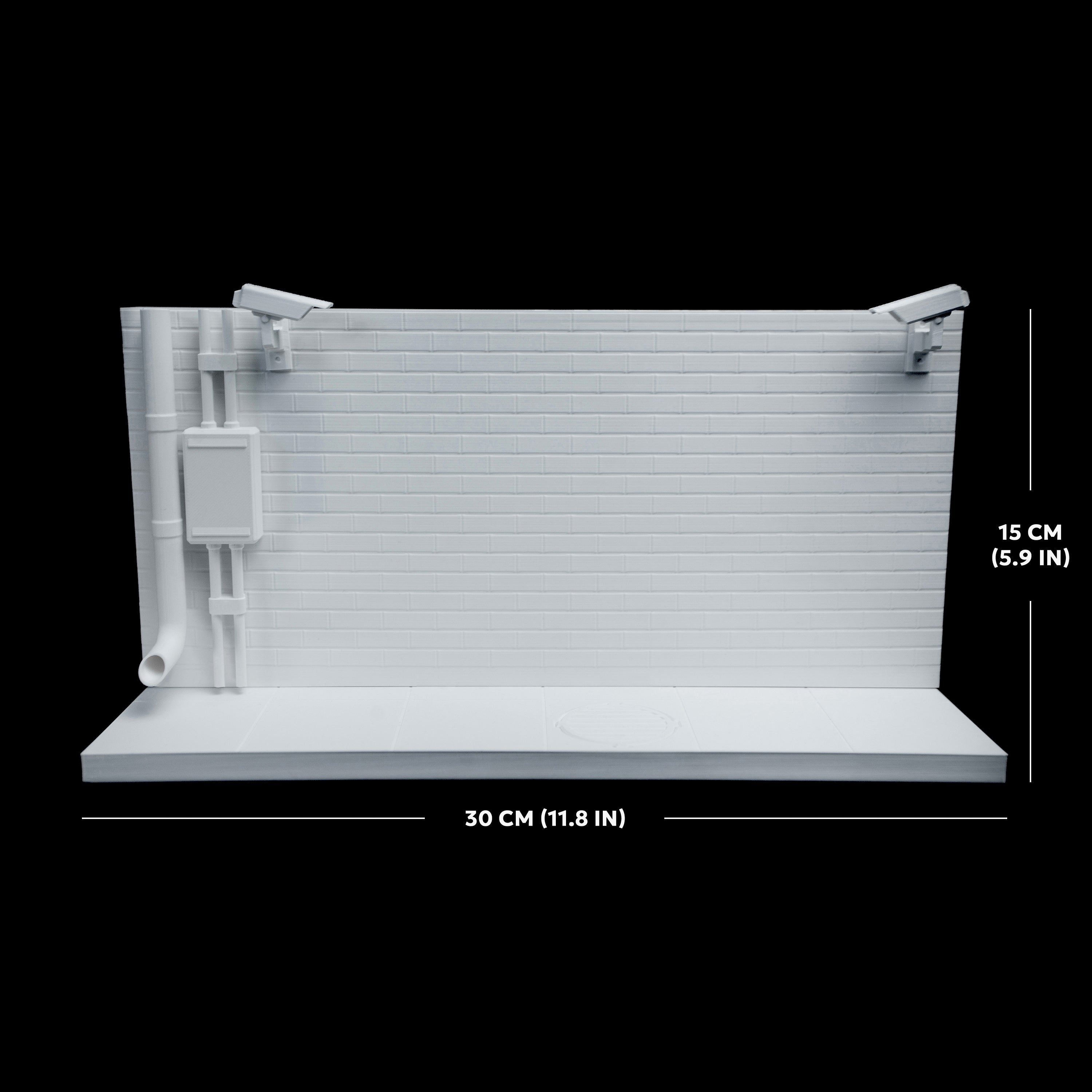 7 Elements Diorama "Hall of Fame" WITH BRICK TEXTURE for Graffiti Art 30x15 cm for drawing with acrylic markers